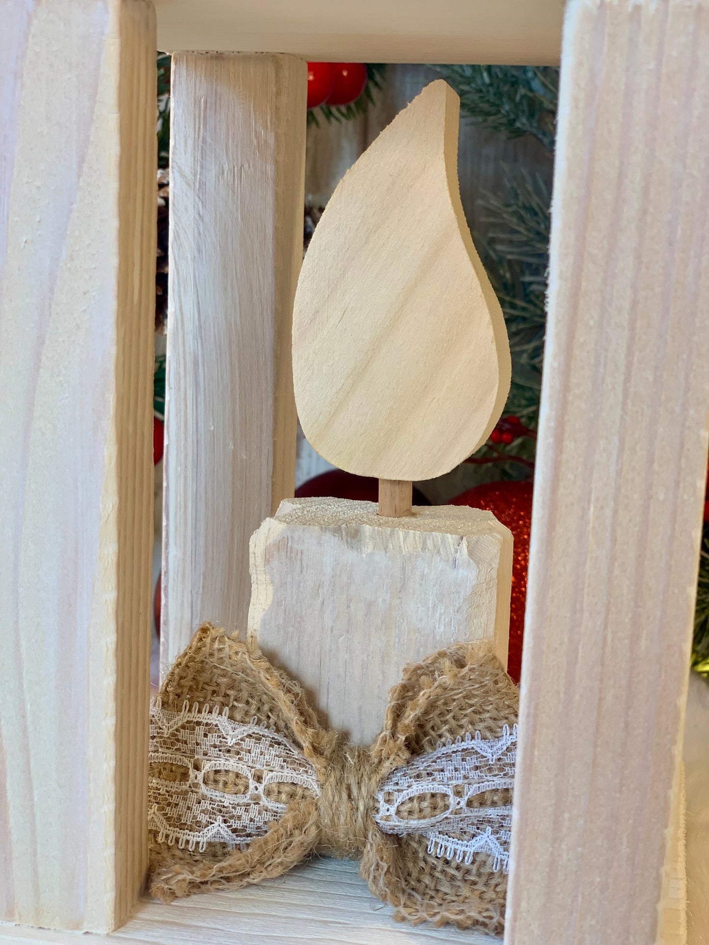 LANTERNA CON CANDELINA IN LEGNO BIANCHE Il Truciolo by MJ