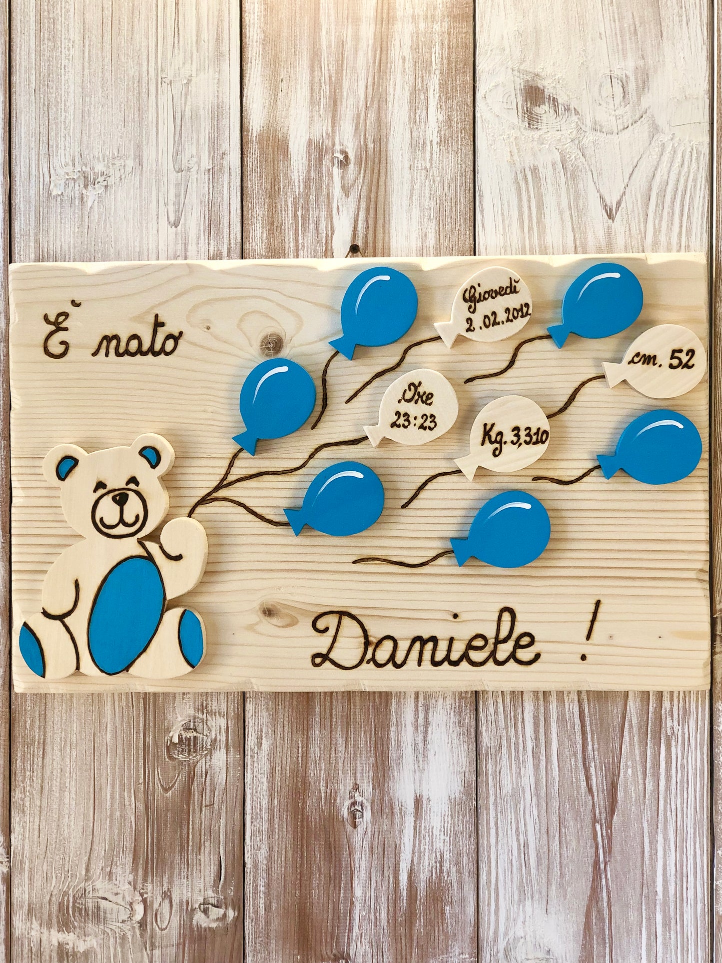 QUADRO NASCITE ORSETTO CON PALLONCINI Il Truciolo by MJ