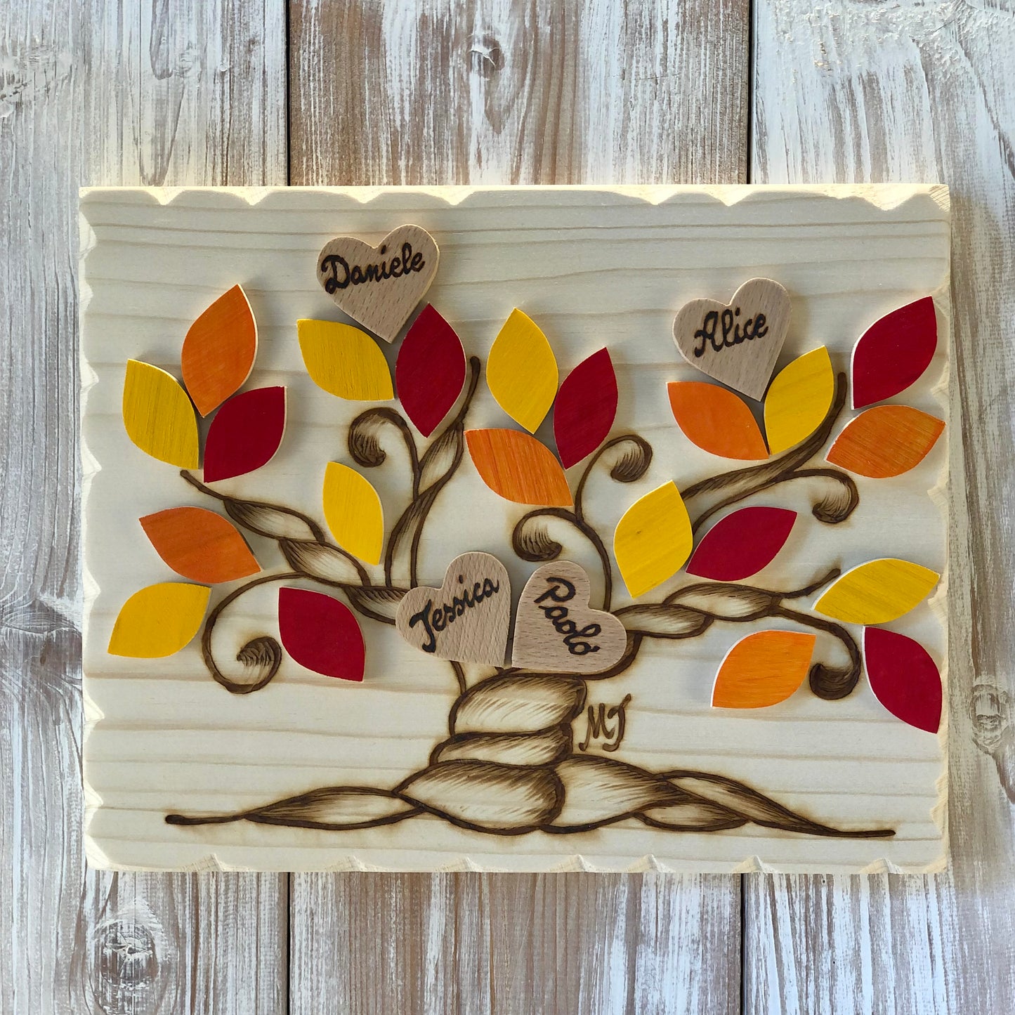 QUADRO ALBERO DELLA FAMIGLIA GIALLO (25x20cm) Il Truciolo by MJ
