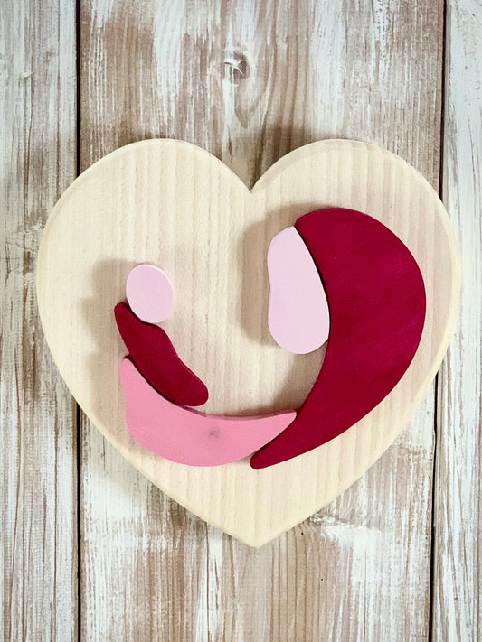 CUORE MAMMA CON BAMBINO (ordine minimo 8 pezzi) Il Truciolo by MJ