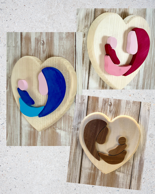 CUORE MAMMA CON BAMBINO (ordine minimo 8 pezzi) Il Truciolo by MJ